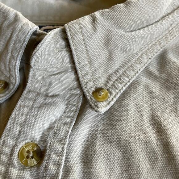 Vintage Lee Bernese Mountain Dog Painted Denim Button Up Shirt Mens XXL Tan 90s - Picture 4 of 9